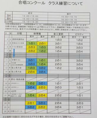 合唱コンクールクラス練習９